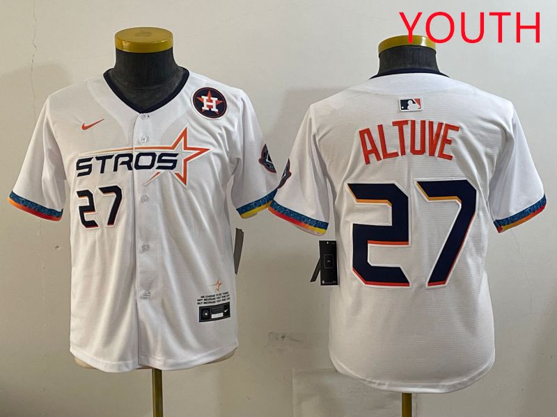 Youth Houston Astros #27 Altuve White Fourth generation Joint Name 2025 Nike MLB Jersey style 3